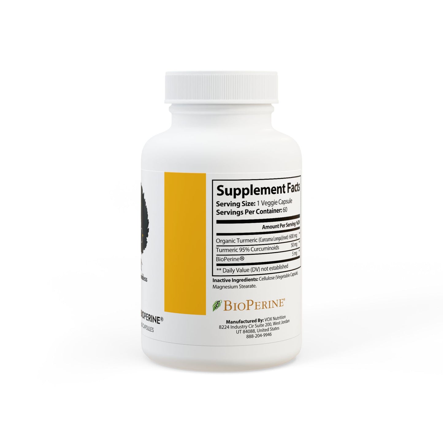 Leslie Light Goddess Turmeric with BioPerine® (Black Pepper Fruit Extract) Supplement (60 Capsules)